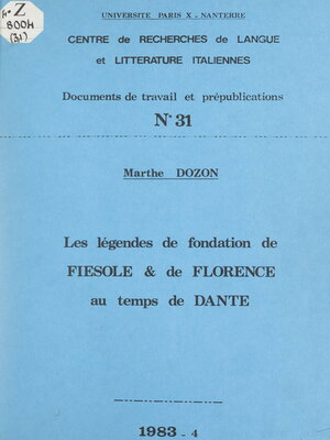 cover image of Les légendes de fondation de Fiesole et de Florence au temps de Dante